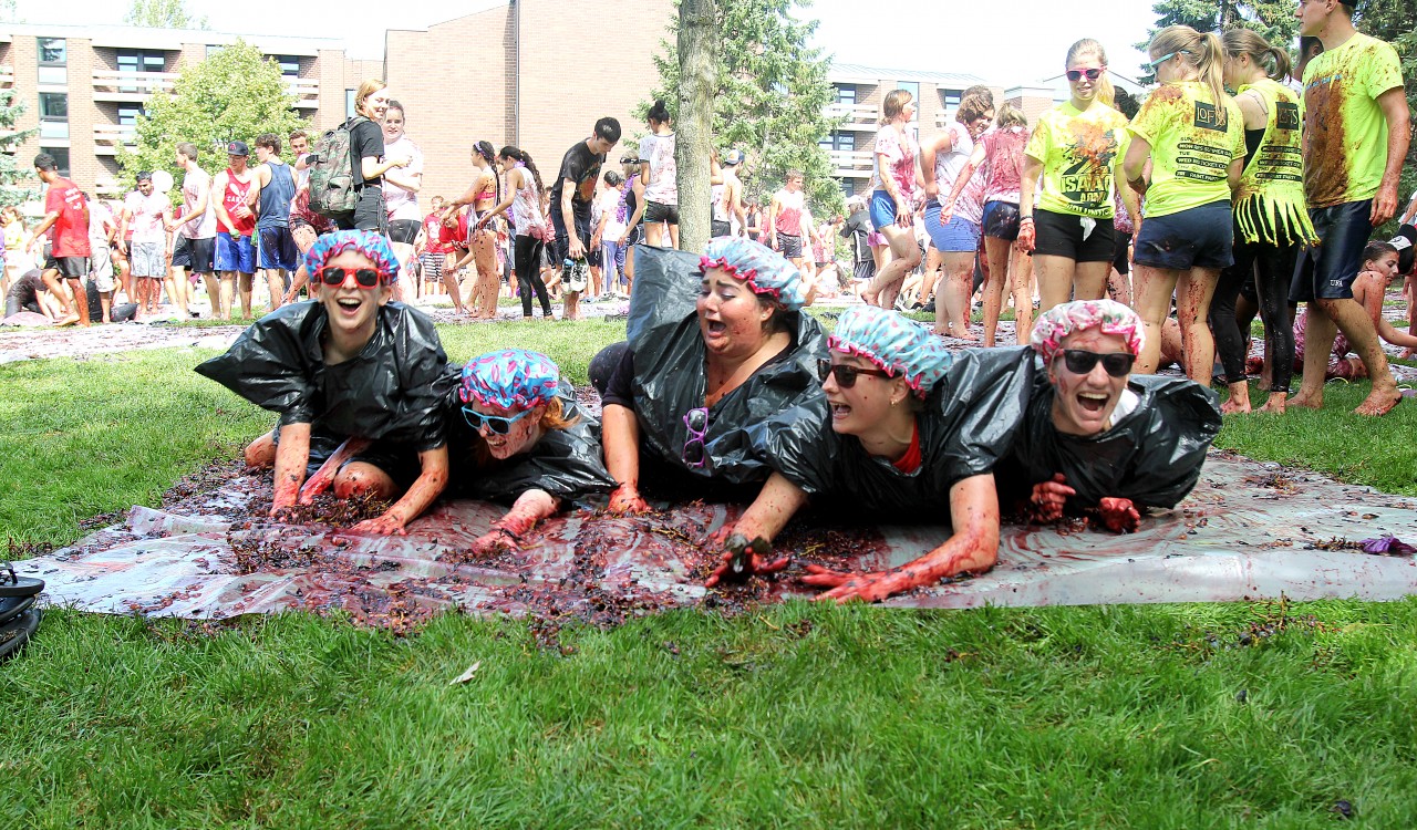 Grape Stompers Aline Saffran, left, Sarahgrace Keating, Nicole Chirichella, Kailey Meehan and Adrienne Eby.