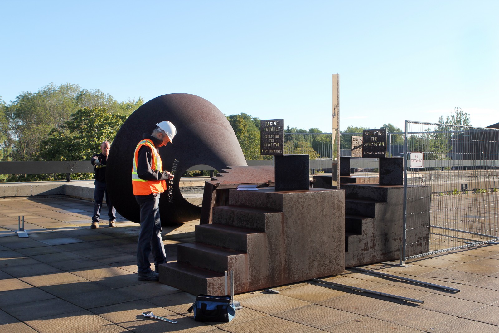 Brock University project manager Scott Roper is co-ordinating the move of the University's three Buky Schwartz sculptures from the main campus to the new Marilyn I. Walker School of Fine and Performing Arts.