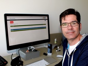 Dale Bradley, assistant professor in the Department of Communication, Pop Culture and Film, displays the online course he developed - New Media Literacy - on the new eCampus Ontario portal.