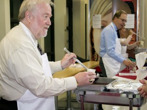 David Siegel, interim Dean of the Faculty of Education, serves borscht during the annual Souper Star lunch to benefit the United Way.