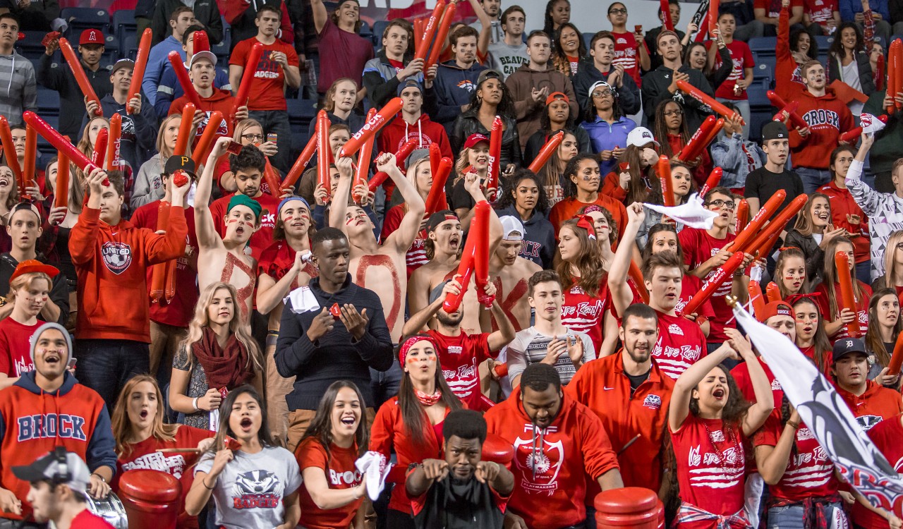 Brock University fans fill the stands at the Meridian Centre, Saturday, Nov. 28 for men's and women's basketball action.