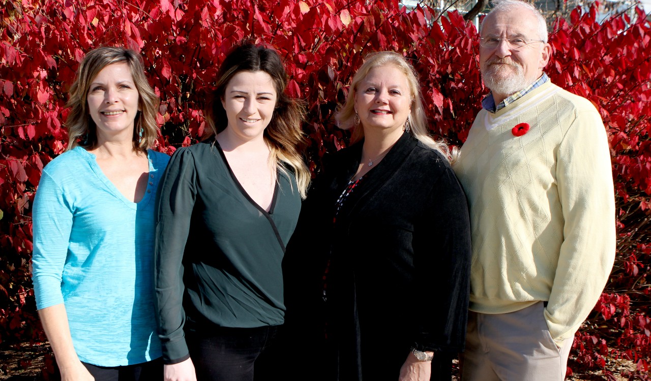 Brock University's new mental health website, launching Nov. 4, was a team effort and included input from mental health nurse Debbie MacCulloch, left, project co-ordinator Kaitlyn Kerridge, Student Health Services director Melodie Shick-Porter and manager of personal counselling Les McCurdy-Myers.