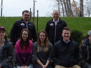 Sport Management 2P05 students (front row L-R) Robert Koen, Daria Fedorowyca, Emily Stratford, Mitch Johnson and Jake Sparks with (back row L-R) Ted Roworth and Paul Vincent of CanoeKayak Canada - Western Ontario Division.