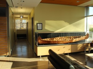 This Birch bark canoe was donated to the Tecumseh Centre by students from Sioux Lookout. The centre is moving to Welch Hall.