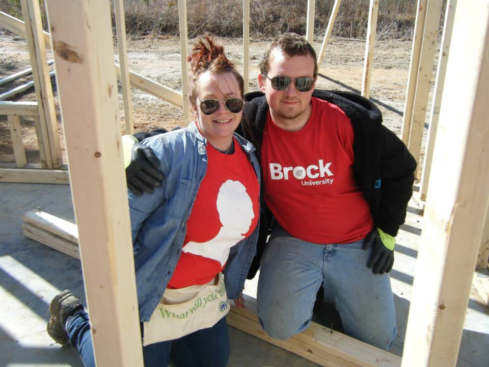 Angela Mott and Steven Bubonja, two Brock University students, helped build a Habitat for Humanity home in Sumter, South Carolina.