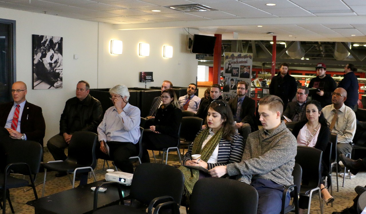 Local politicians were among those who listened to Brock University's Students' Union present the findings of a student transit survey Thursday.