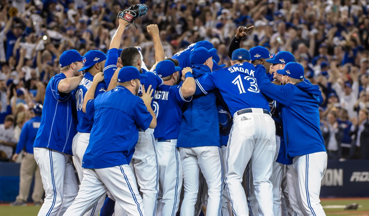 The Toronto Blue Jays celebrating after game five of the Division Series on Oct. 14. Photo courtesy of the Toronto Blue Jays.