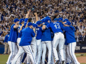 The Toronto Blue Jays celebrating after game five of the Division Series on Oct. 14. Photo courtesy of the Toronto Blue Jays.