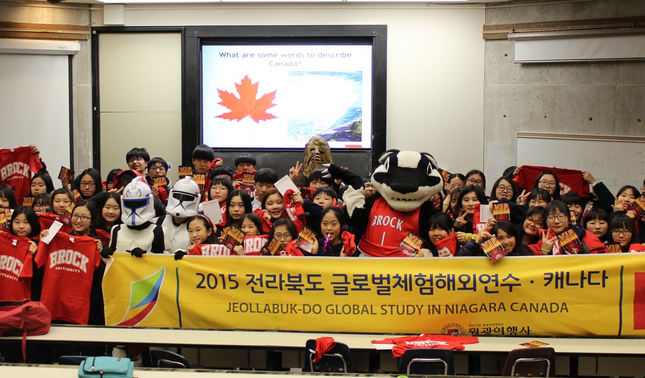 A group of children from South Korea visited Brock University recently for a day of tours, learning and fun.