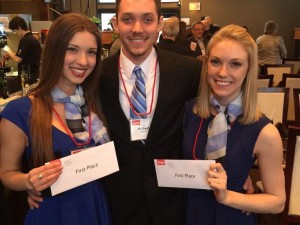 Winners of the 2015 Grant Dobson Case Competition, Shannon O’Rourke, left, Michael Sibbins, and Tina Vanderlinden.