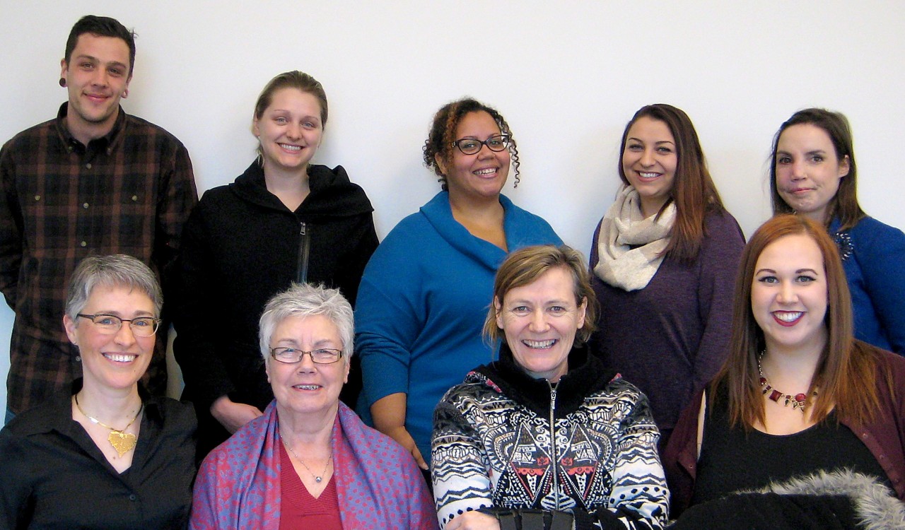 Members of the organizing committee for the ninth annual Niagara Social Justice Forum, from left to right: James McBride, Kaitlin Peters, Shannon Kitchings, Charissa Sanche, and Nancy Worth. Back left: Mary-Beth Raddon, Helen McCubbin, Gyllian Raby and Carissa Taylor.