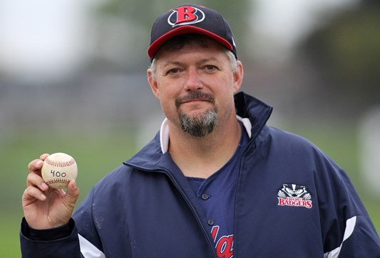 Jeff Lounsbury with a baseball