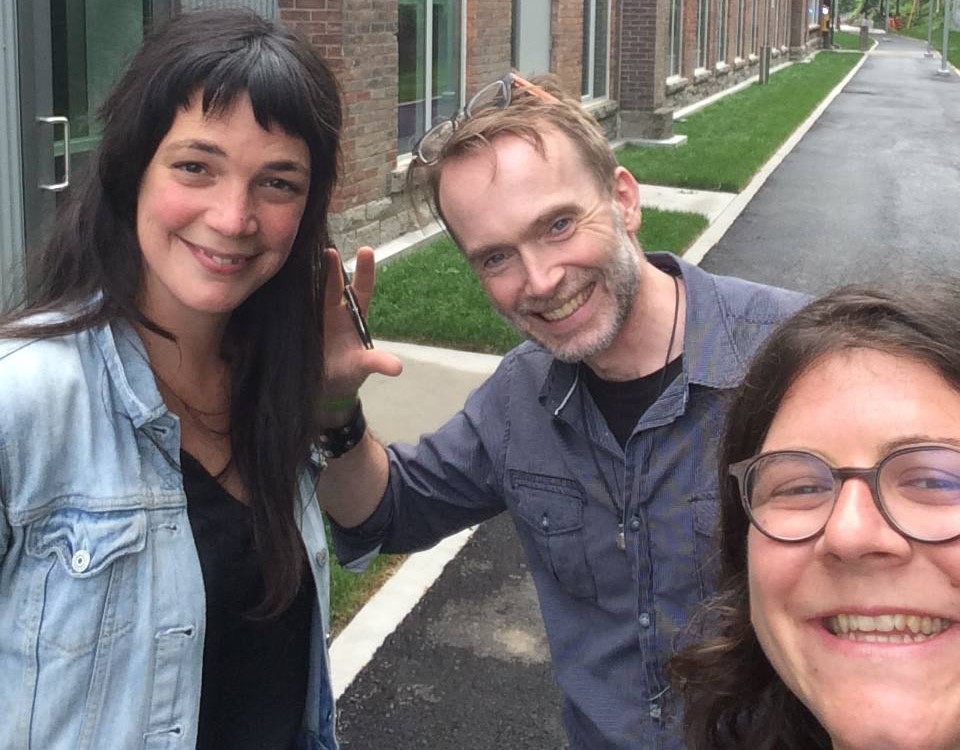 In the Soil artistic directors Deanna Lynn Jones, left, and Annie Wilson, right, with Brock University's David Vivian. The trio worked together on Brock's contribution to this year's In the Soil Arts Festival.