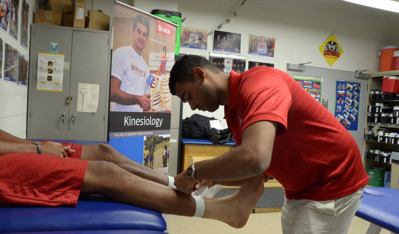 Brock Kinesiology student Omer Suhrawardy is shown in the training room at Brock University.