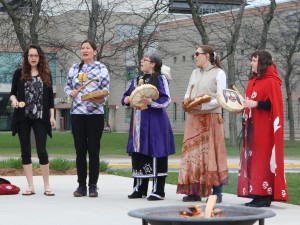 Drumming and songs were part of a tobacco ceremony and prayer vigil held at Brock University Thursday.