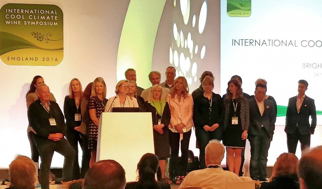 Group of people at a podium