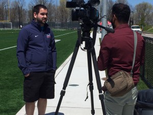 Faculty of Applied Health Sciences graduate student Mike Ferguson, being interviewed by CHCH about the rising trends in sport analytics and how Brock’s Sport Management is a leader in the field.