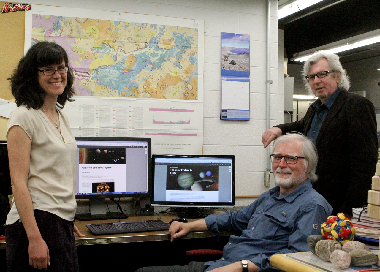 Earth Sciences professors Mariek Schmidt, Frank Fueten and Rick Cheel.