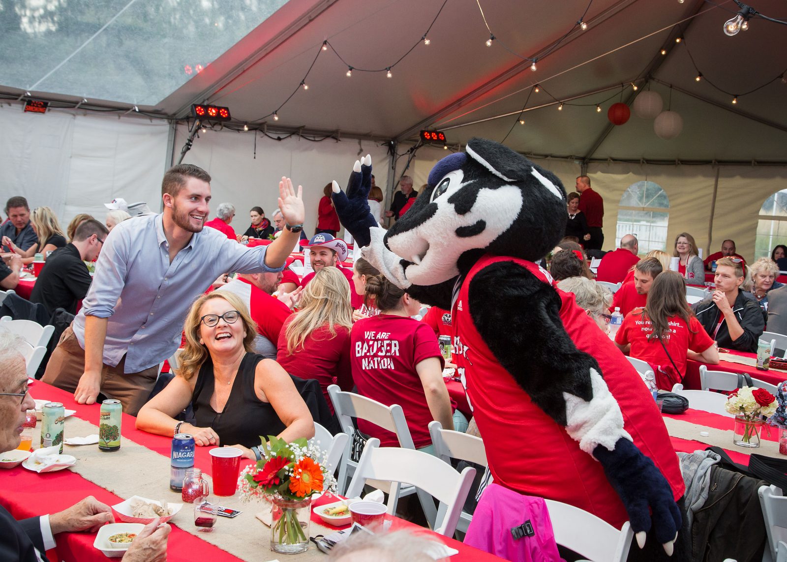 The annual Red Dinner is a big draw for alumni and students alike during Homecoming Weekend.