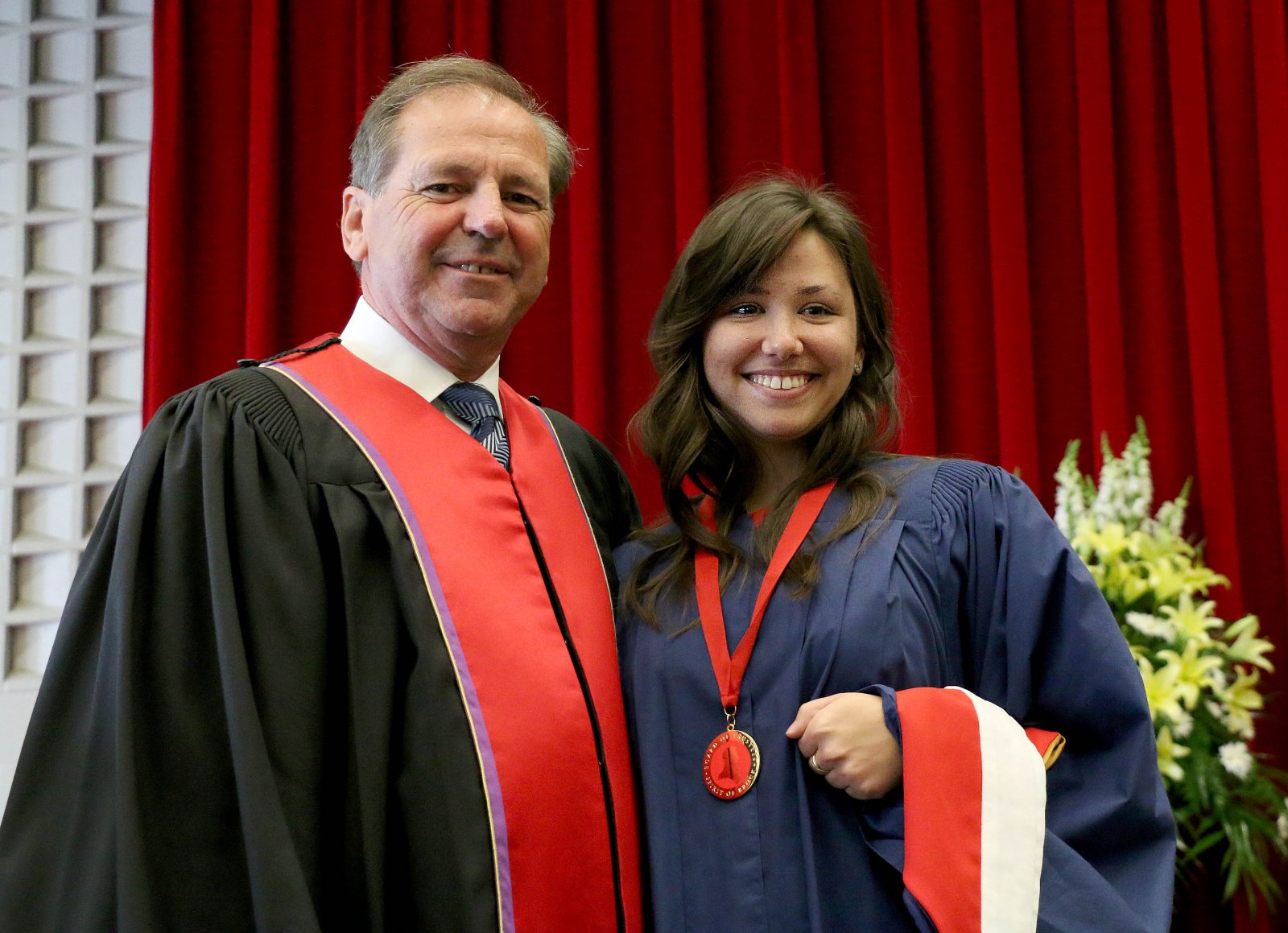 Board of Trustee chair John Suk presented undergraduate Kaitlyn Daw, from the Faculty of Humanities, with the Spirit of Brock award Wednesday morning.