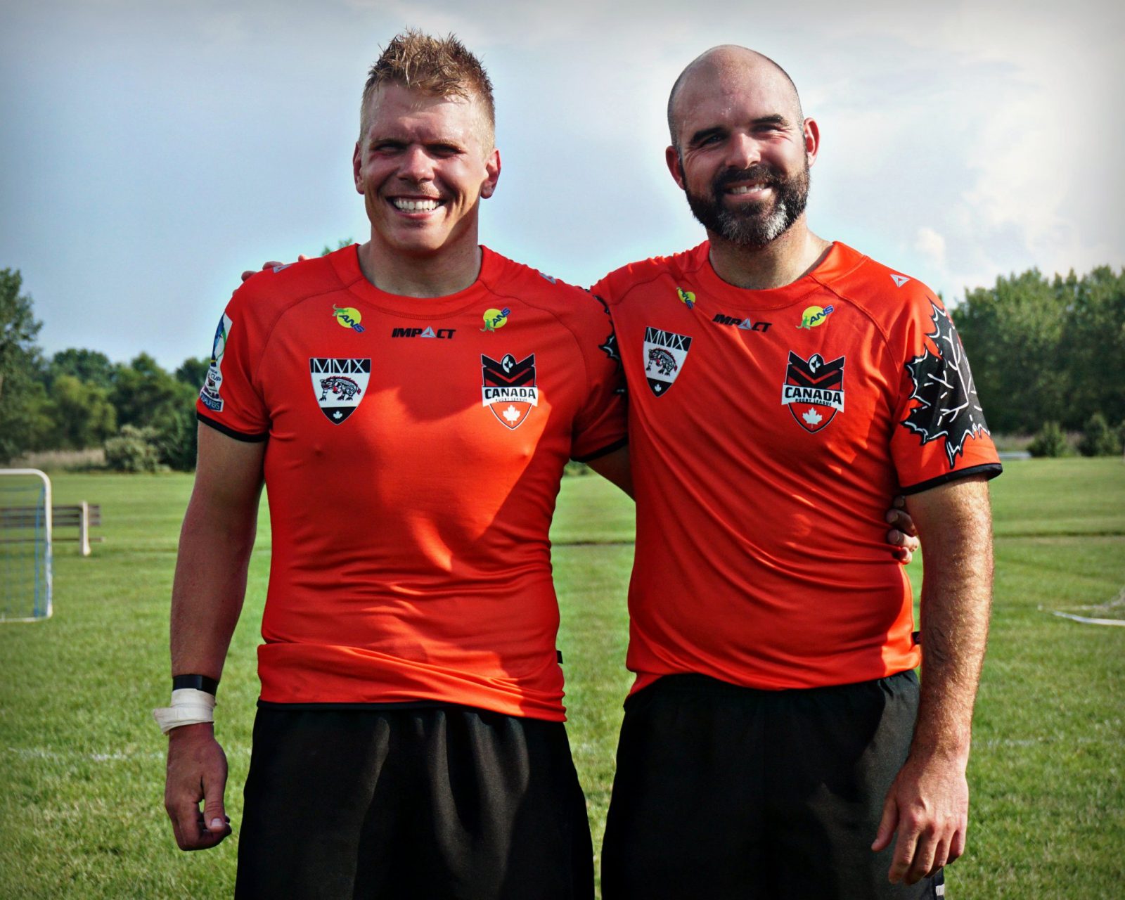 Rugby players Eric Moyer, left, and Christian Miller.