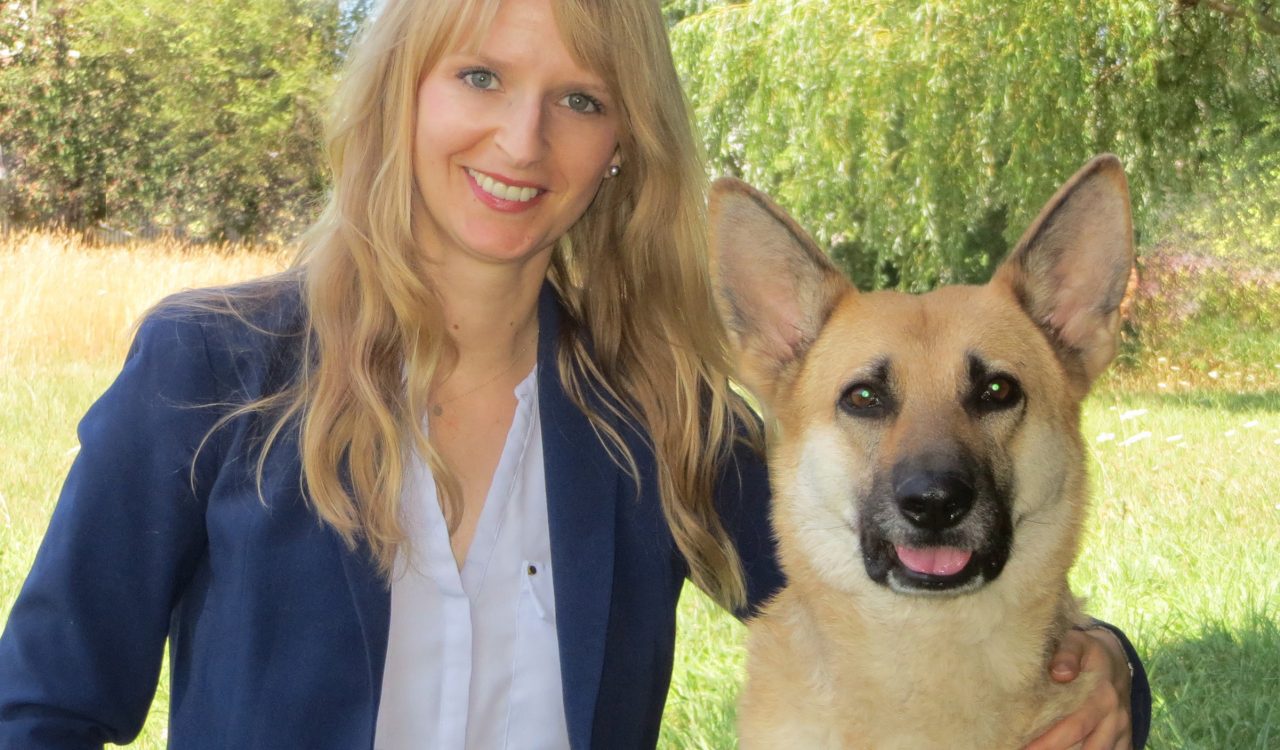 Kendra Coulter, associate professor in Brock University’s Centre for Labour Studies with Sunny, who was rescued from abuse.