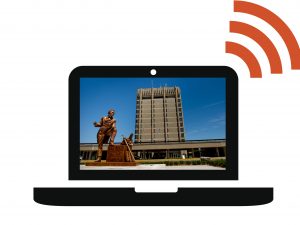 Laptop, tablet computer and mobile phone icons with wireless signals