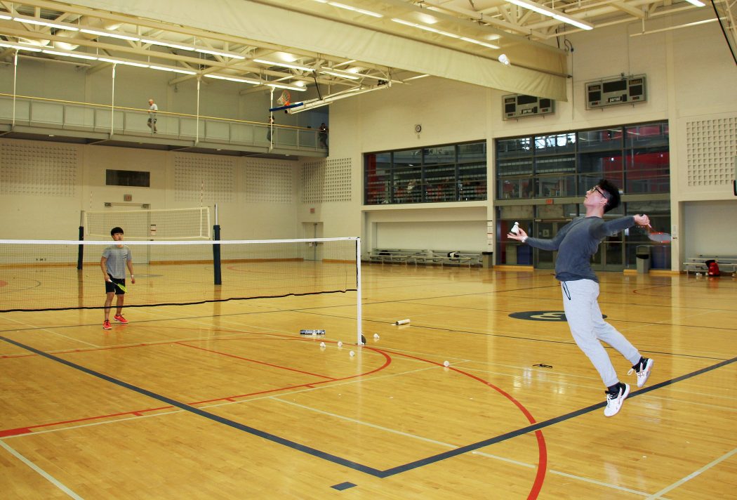 Students playing badminton