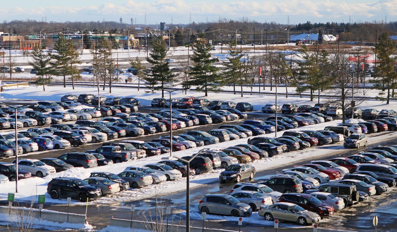 Winter parking lot