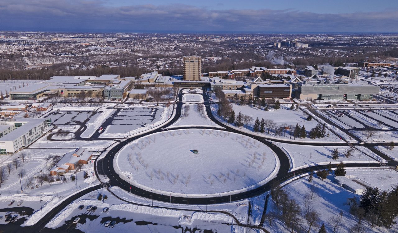 Brock University's main campus from an aerial view