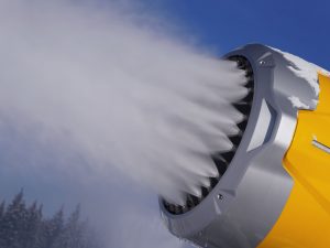 A snow cannon in operation