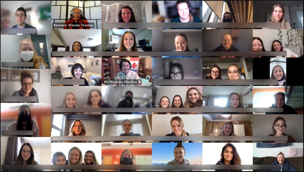 A screenshot of a video call with 36 participants