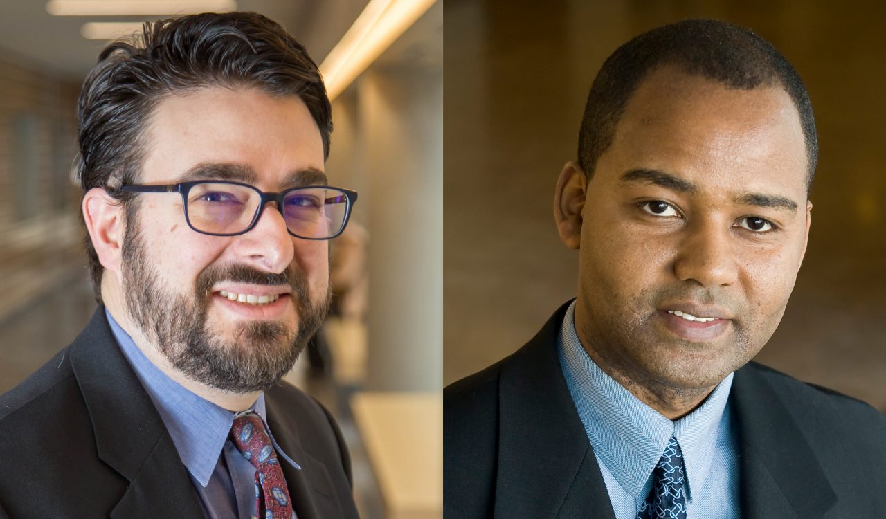 A split-screen image of Marketing Professor Eric Dolansky and Information Systems Professor Anteneh Ayanso.