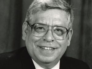 A black and white portrait of Professor Isidore Masse in 1996.
