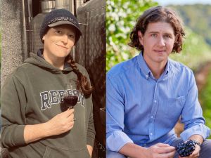 A collage of three images of Brock Oenology and Viticulture graduates Barclay Robinson, Kim Gorman and Gabriel Demarco.