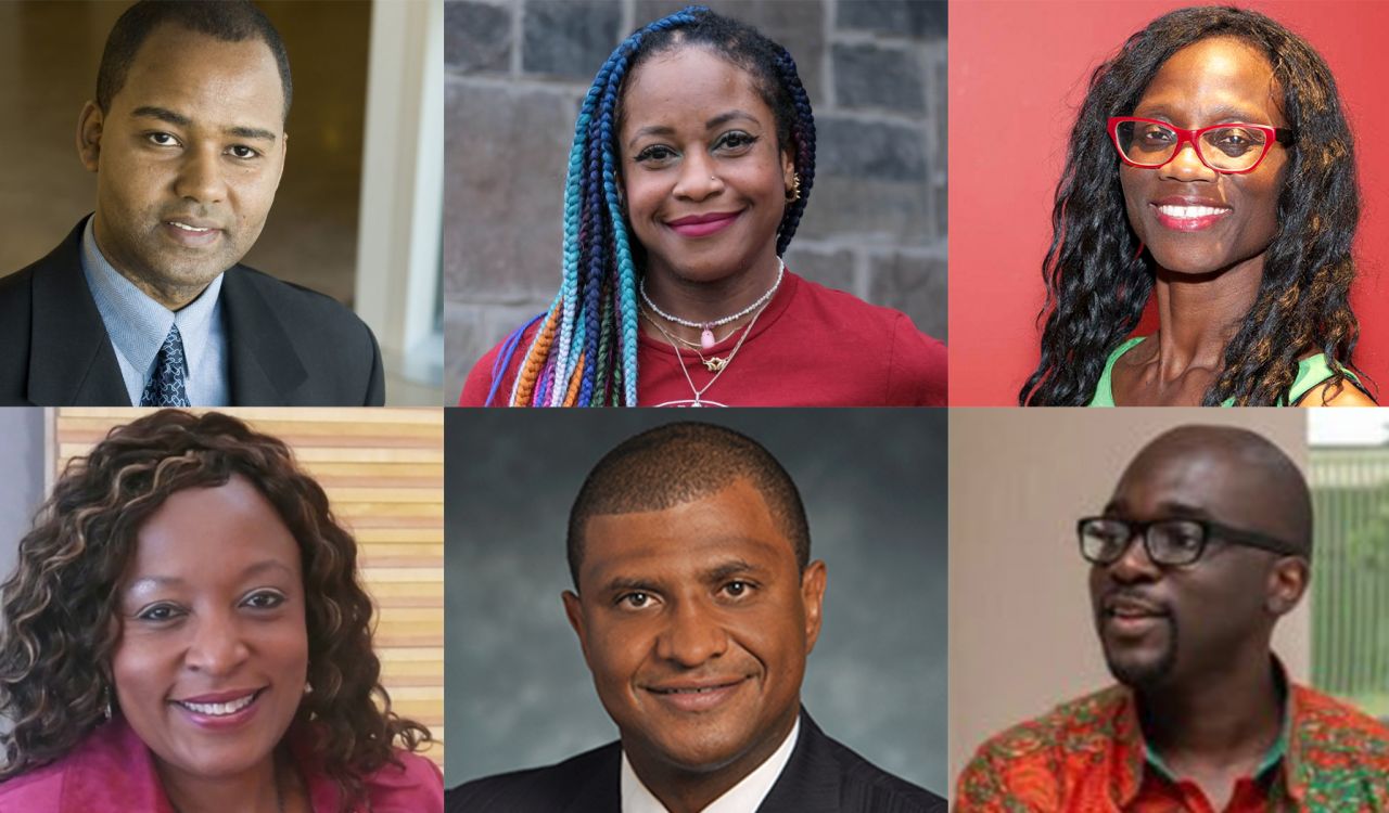 Head-and-shoulders photos of six people who will be participating in an upcoming panel discussion.