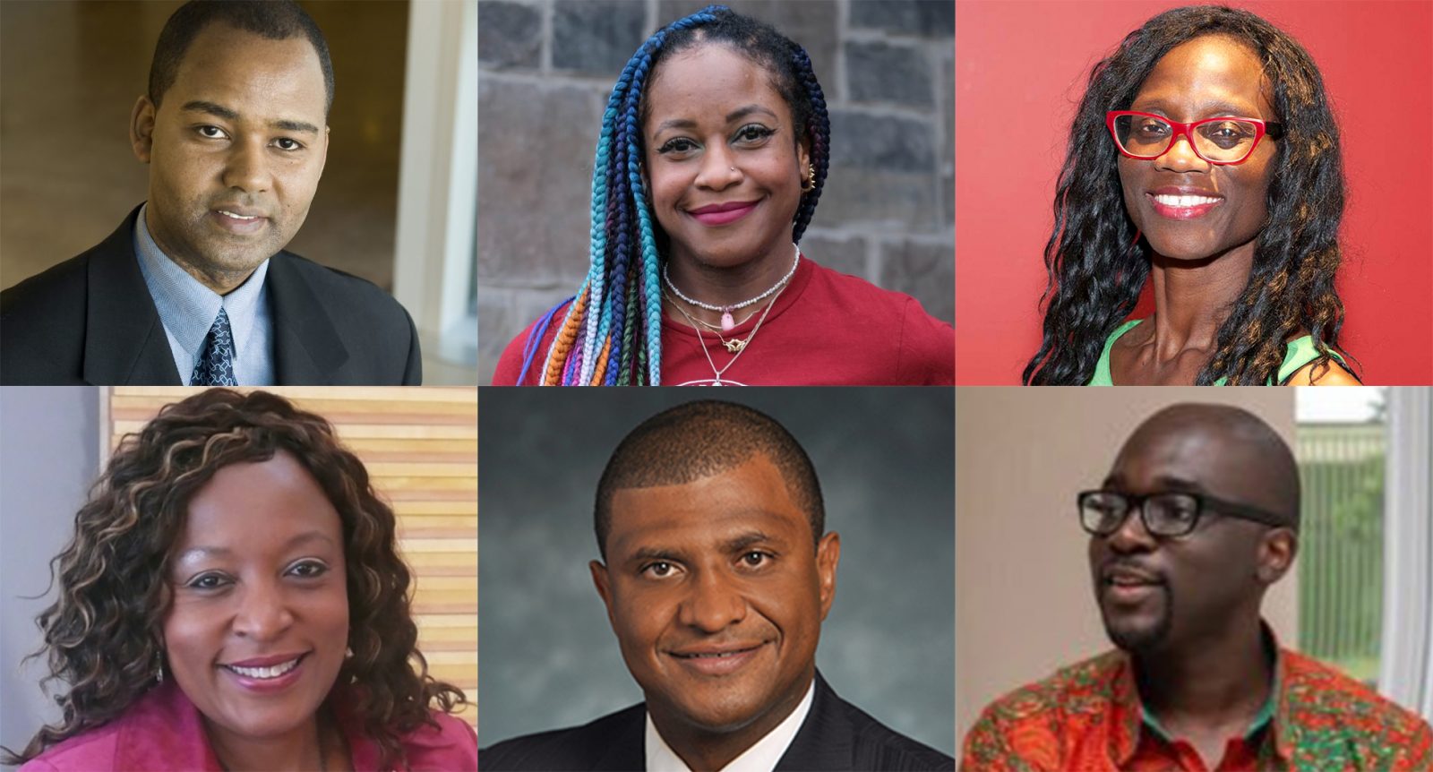 Head-and-shoulders photos of six people who will be participating in an upcoming panel discussion.