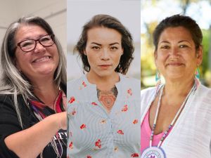 Four separate photos of Indigenous women looking into the camera are lined up from left to right.