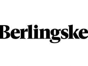 A logo in black text with the word Berlingske.