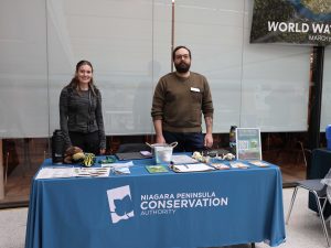 Carly Fazekas and Eric Augustino of the Niagara Peninsula Conservation Authority at the first annual World Water Day Celebration.
