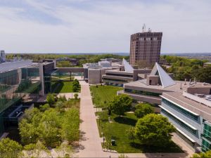 Aerial view of the Brock University campus.