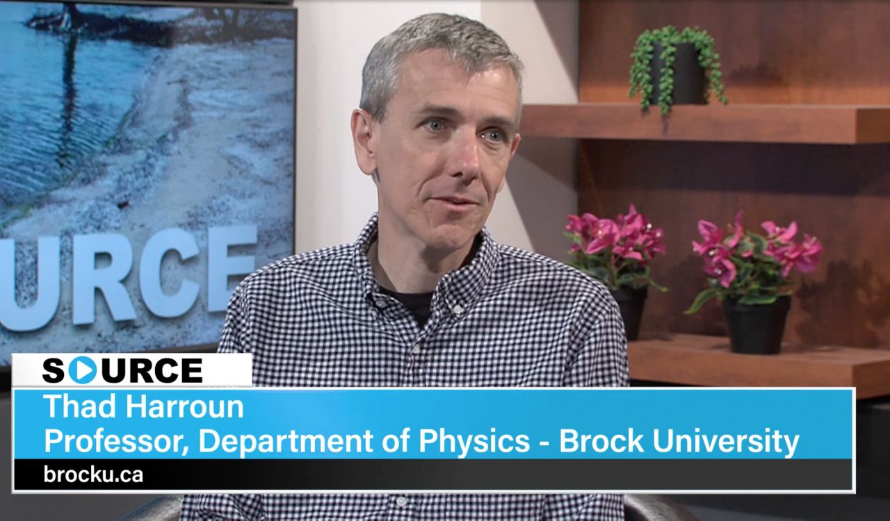 Physics Professor Thad Harroun during an appearance on The Source on YourTV Niagara.