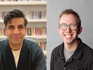 Two men are shown in separate headshots, both smiling at the camera.