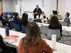 Brock's Provost and Vice President, Academic Arja Vainio-Mattila addresses a meeting of Women in Leadership in Rankin Family Pavilion