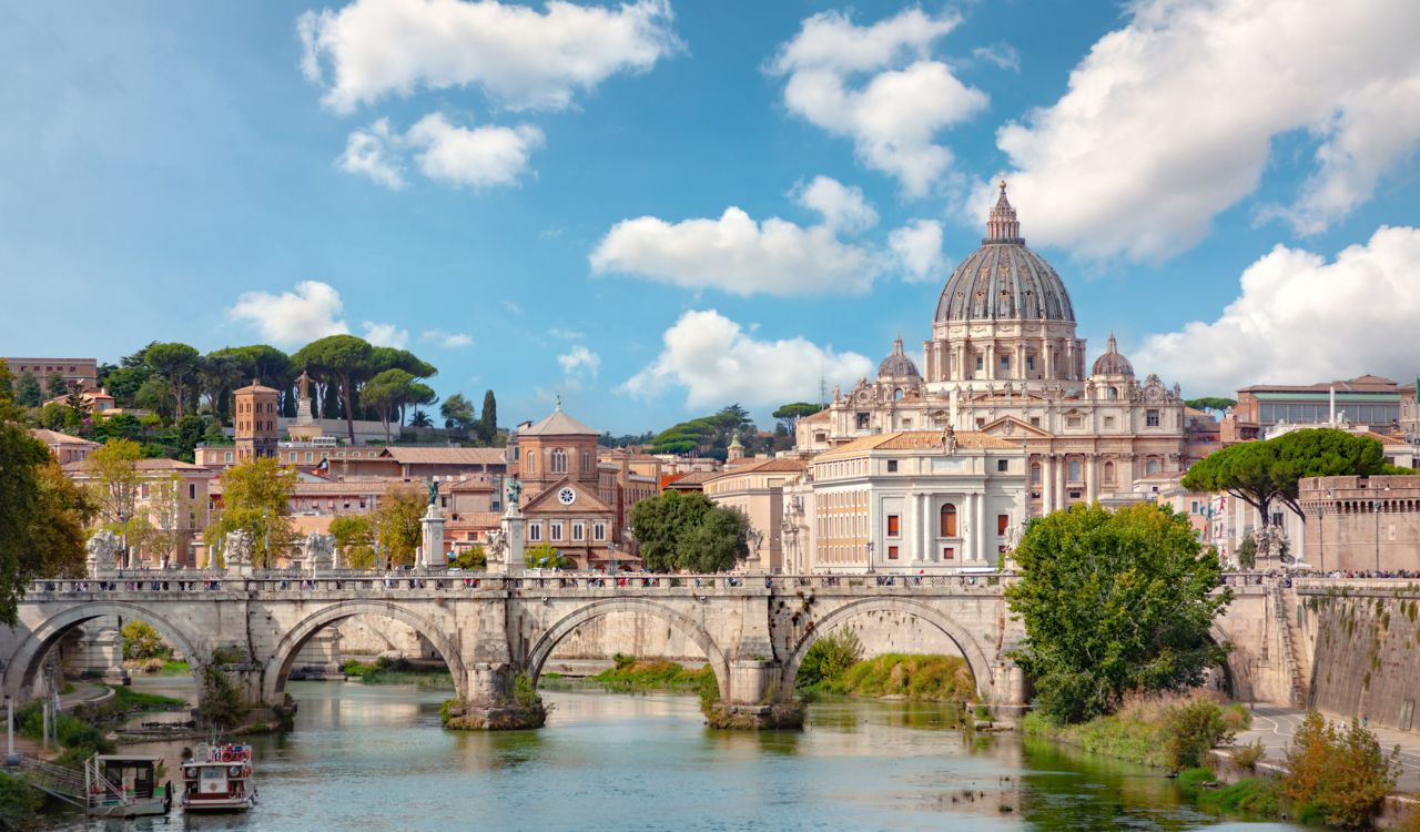 A view of the Vatican from across a river.