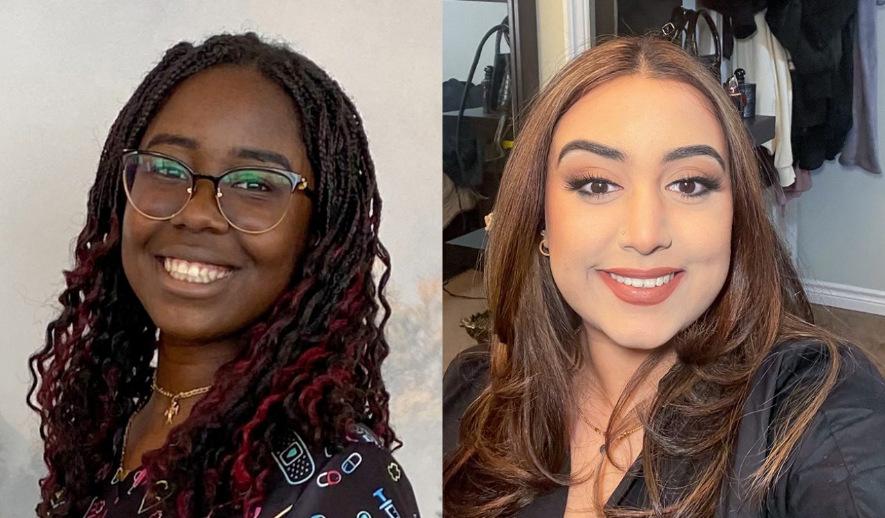 A collage of two headshots featuring young women.
