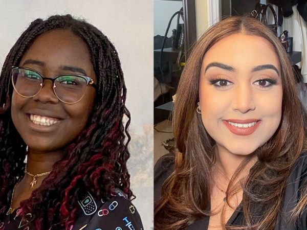 A collage of two headshots featuring young women.