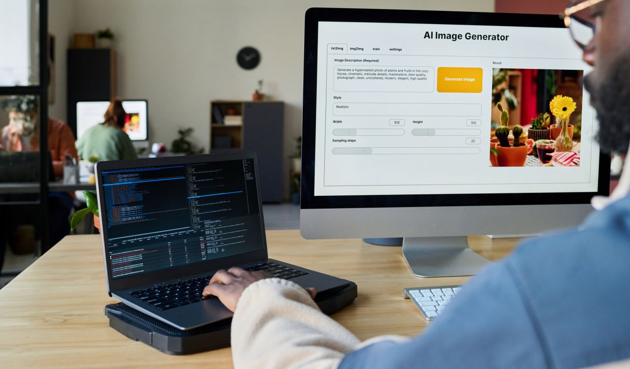Close-up of a screen with an AI tool displayed.