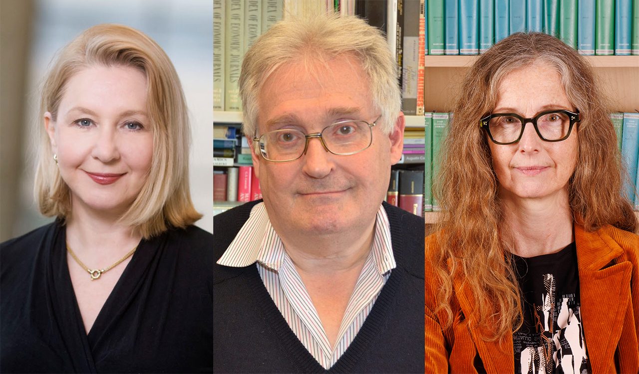 A collage of three portraits.