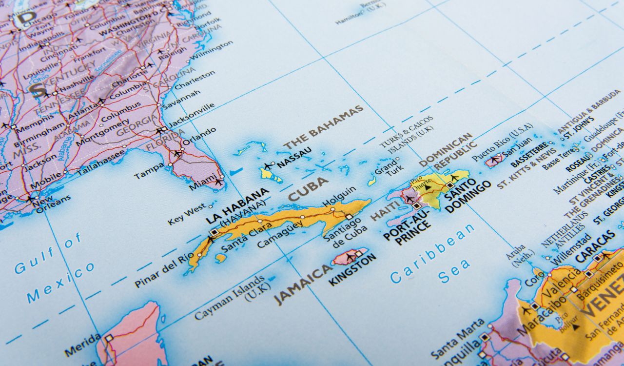 Map of Cuba and Jamaıca.